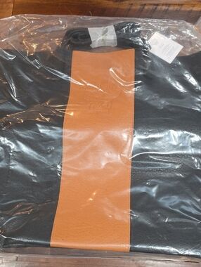 MCM Black Tote with Tan Center Panel